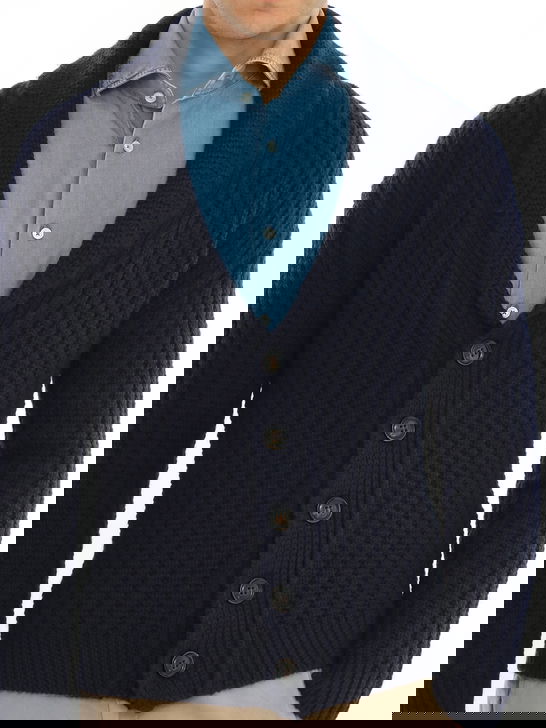 Rakki Cardigan Rakkì Collo Sciallato Blu Sottocosto