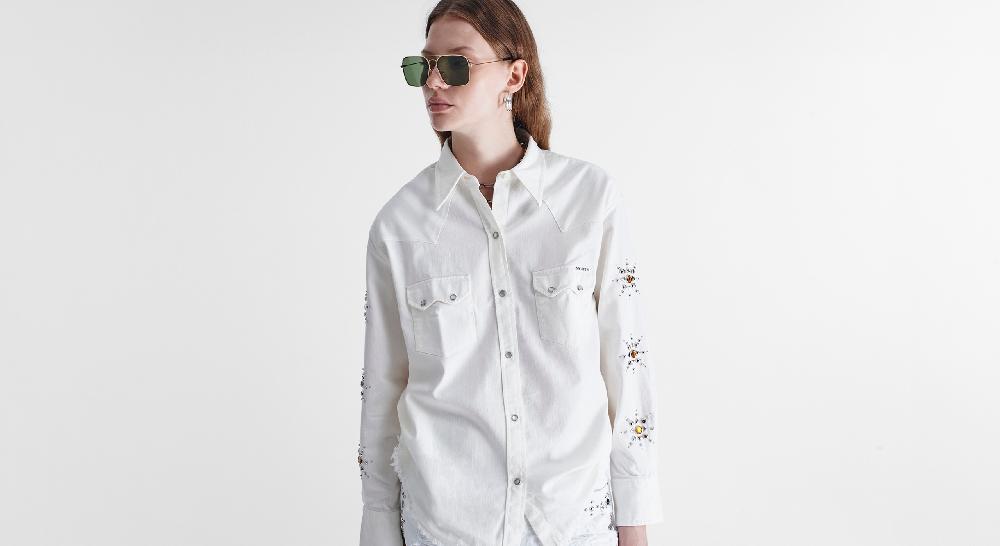 Washington Dee Cee White Denim Elvis Shirt Hotsell