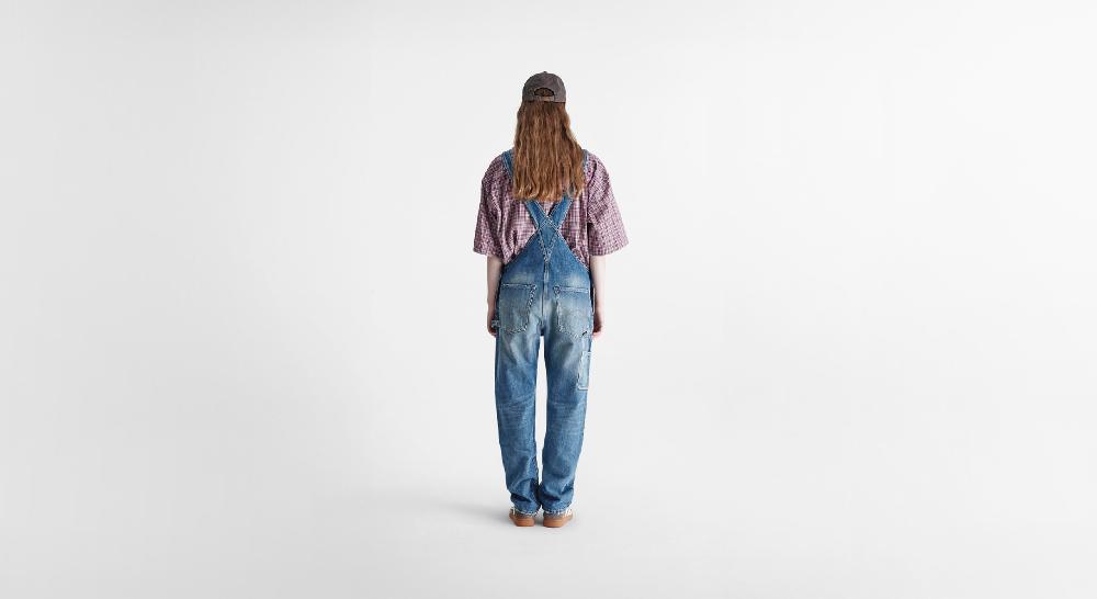 Washington Dee Cee Distressed Aged Blue Overalls Vendite Flash