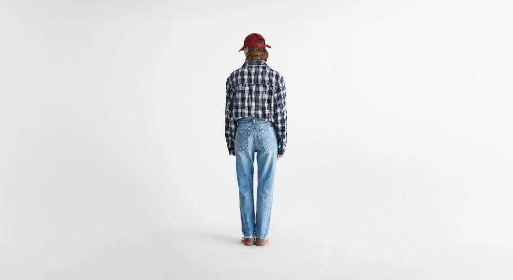 Washington Dee Cee Distressed Light Blue Ranch Denim Nuovo