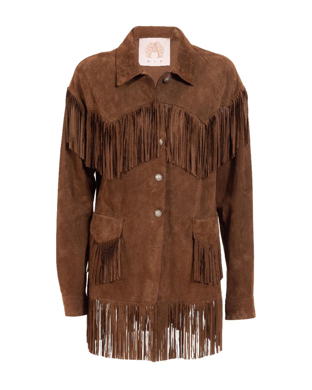 Alessandra chamonix PAIGE COGNAC / GIACCA CON FRANGE Saldi