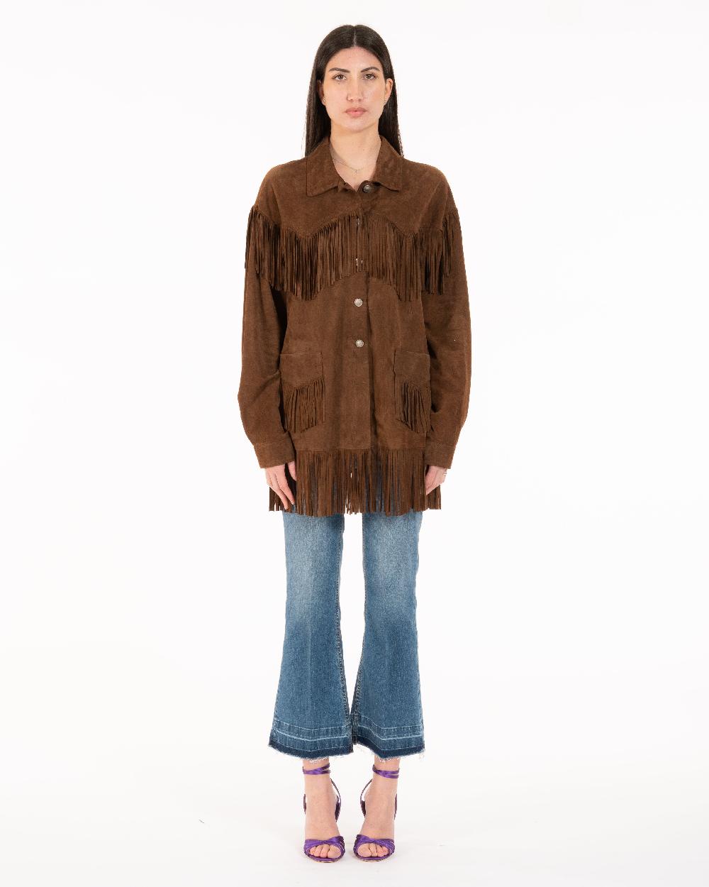 Alessandra chamonix PAIGE COGNAC / GIACCA CON FRANGE Saldi