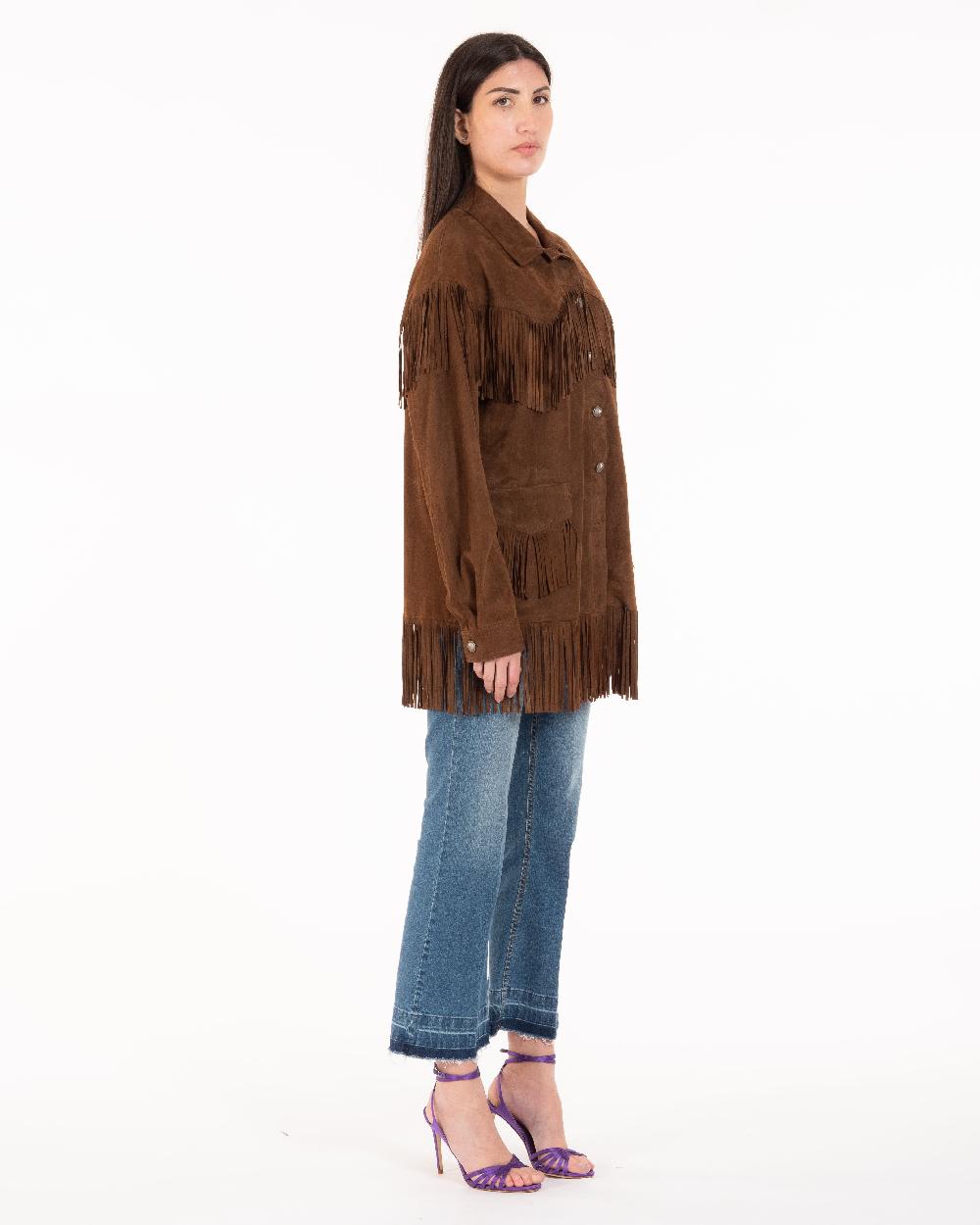 Alessandra chamonix PAIGE COGNAC / GIACCA CON FRANGE Saldi
