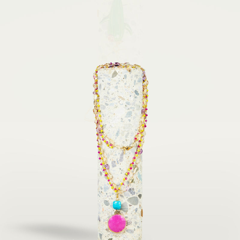 ALMALA COLLANA ROSARIO STONE | FUCSIA Vendita Economica