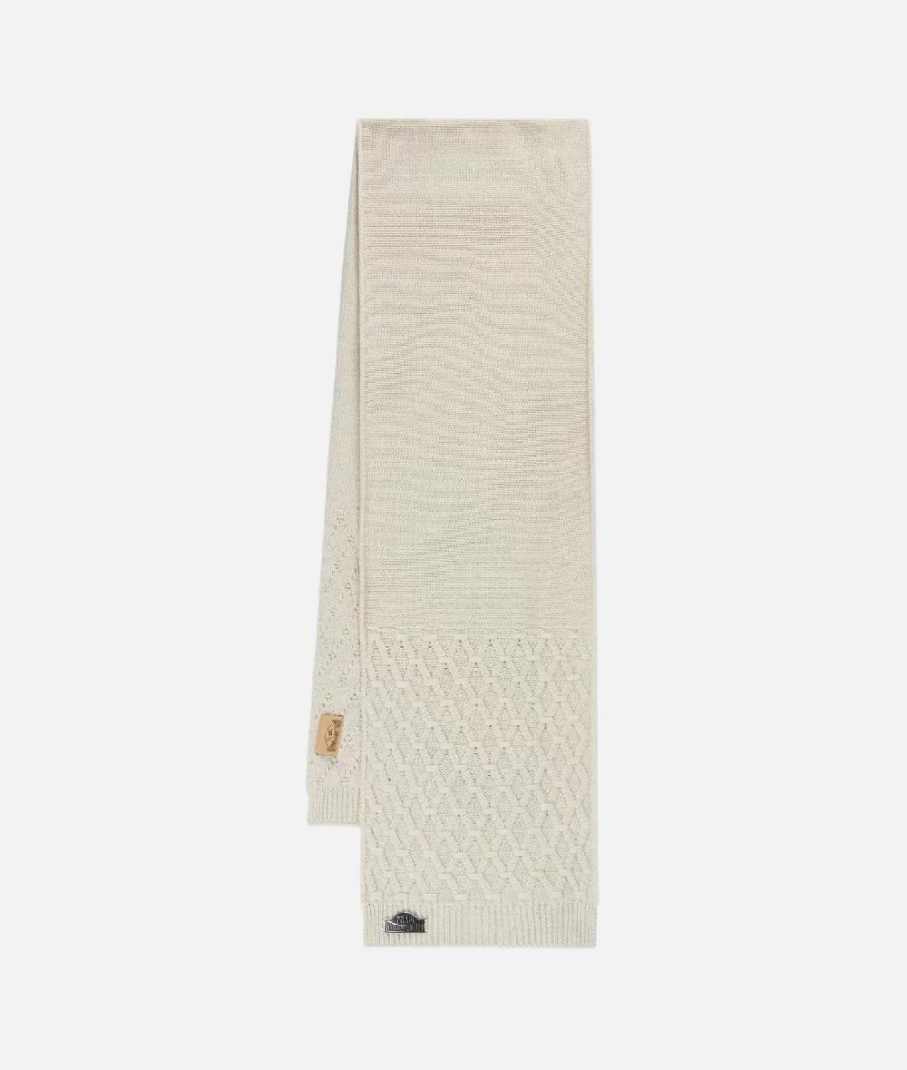 Alviero martini 1a classe Sciarpa a rombi in misto lana 180x30 Bianco Latte Prezzo Ridotto
