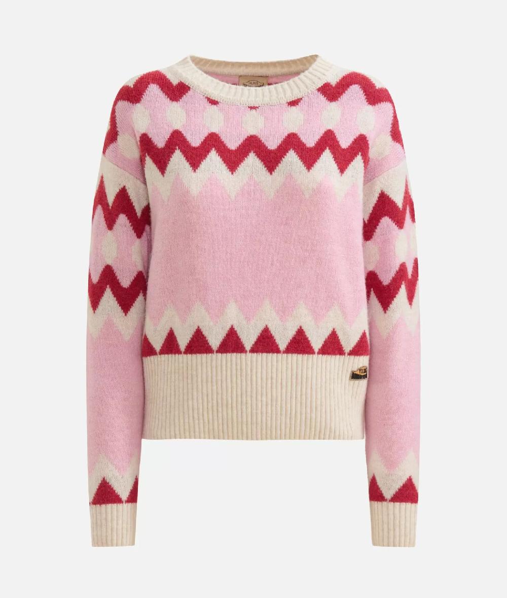 Alviero martini 1a classe Maglia in filato misto lana/viscosa con motivo geometrico Rosa Confetto Saldi Di Fabbrica