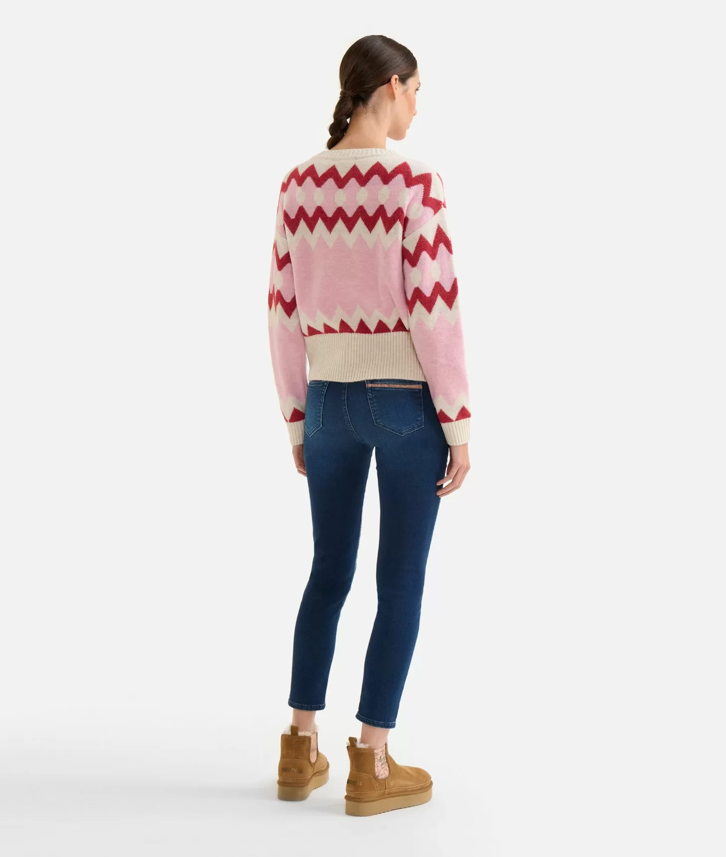 Alviero martini 1a classe Maglia in filato misto lana/viscosa con motivo geometrico Rosa Confetto Saldi Di Fabbrica
