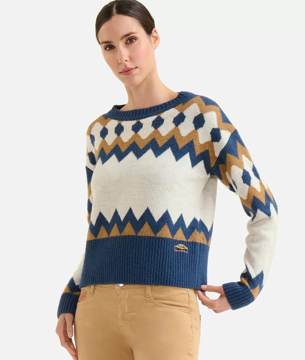 Alviero martini 1a classe Maglia in filato misto lana/viscosa con motivo geometrico Blu I Più Venduti