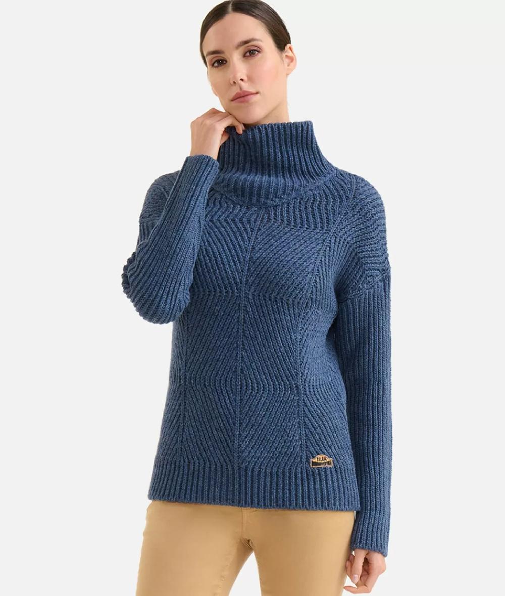 Alviero martini 1a classe Maglia a collo alto in filato misto lana vergine con patch Donnavventura Denim Vendite Flash