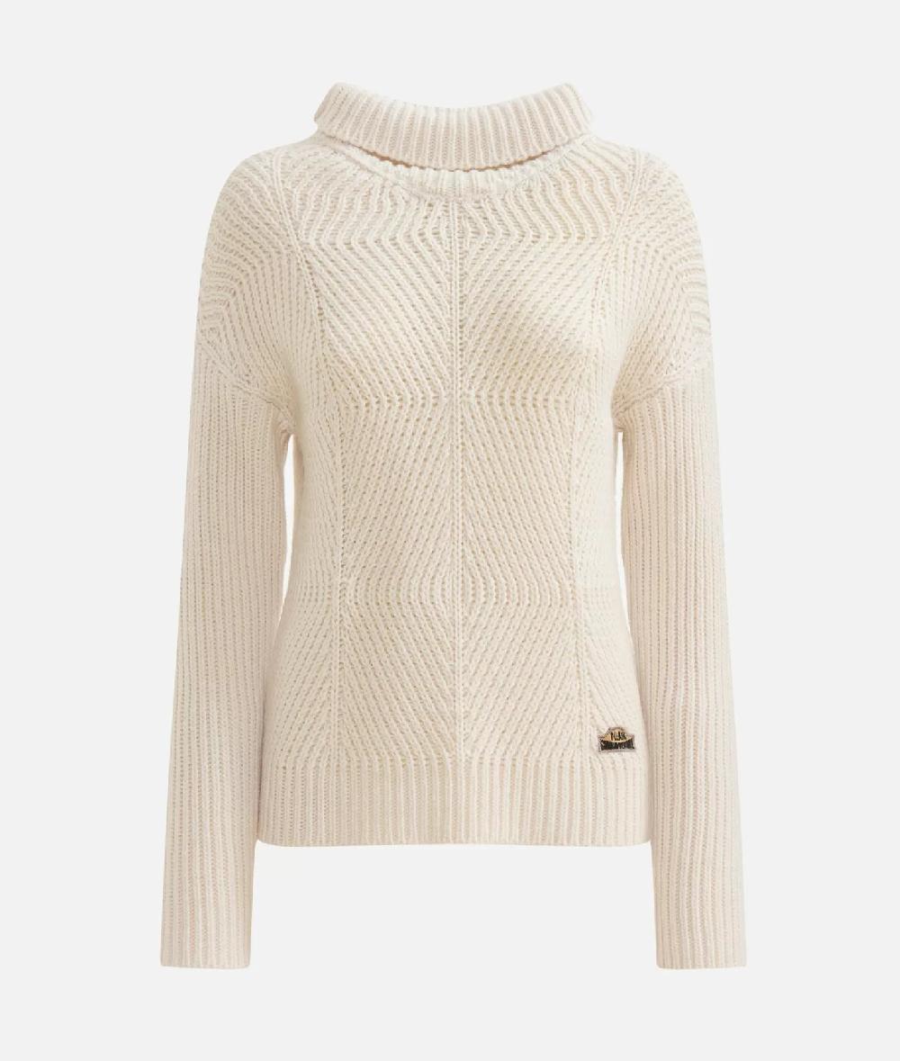 Alviero martini 1a classe Maglia a collo alto in filato misto lana vergine con patch Donnavventura Naturale Negozio