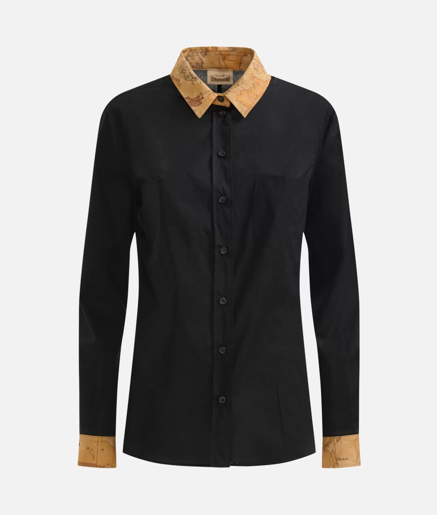 Alviero martini 1a classe Camicia in popeline di cotone stretch con dettagli Geo Classic Nera Italia