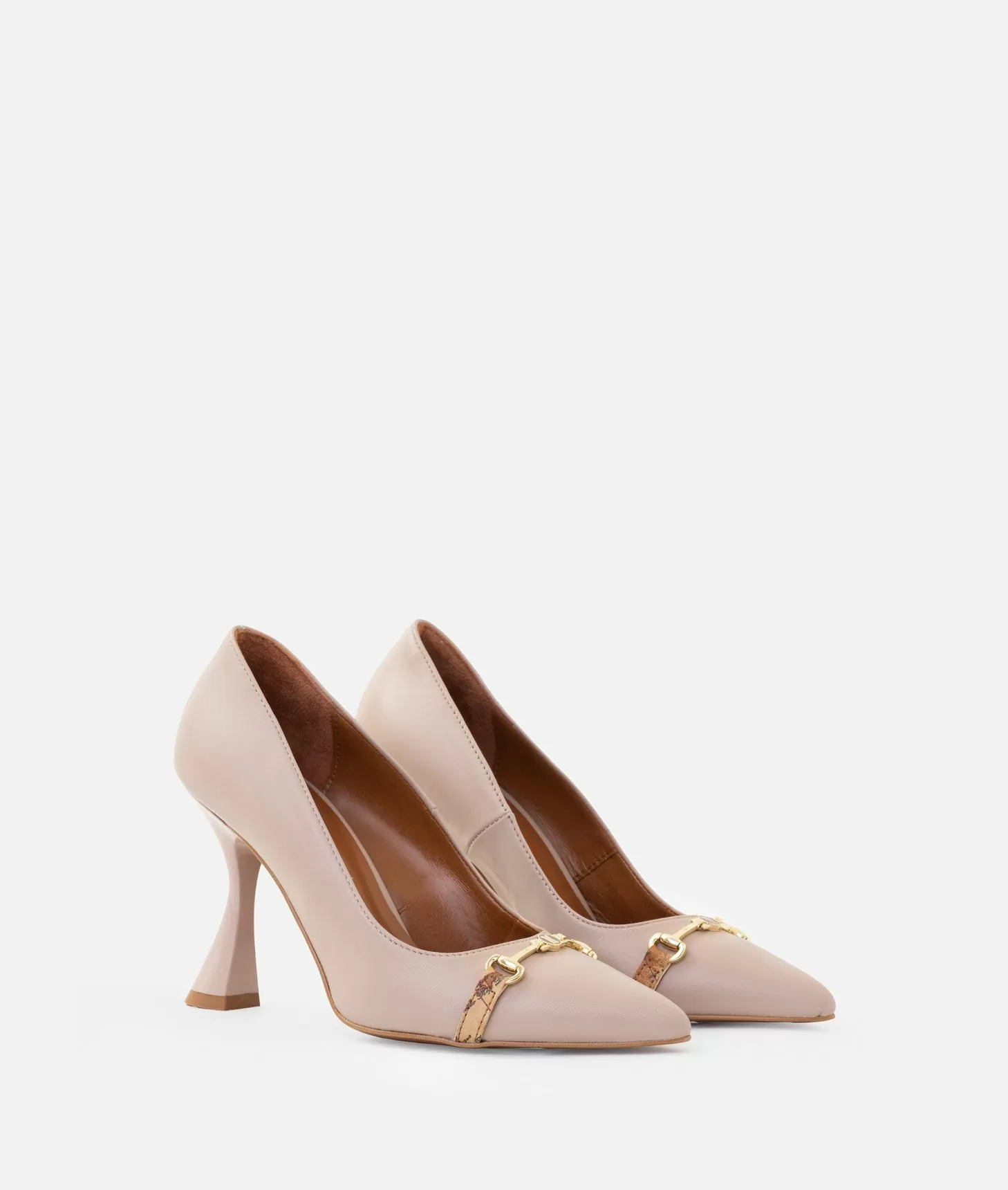 Alviero martini 1a classe Décolleté in nappa liscia con morsetto 1C Taupe Chiaro In Linea