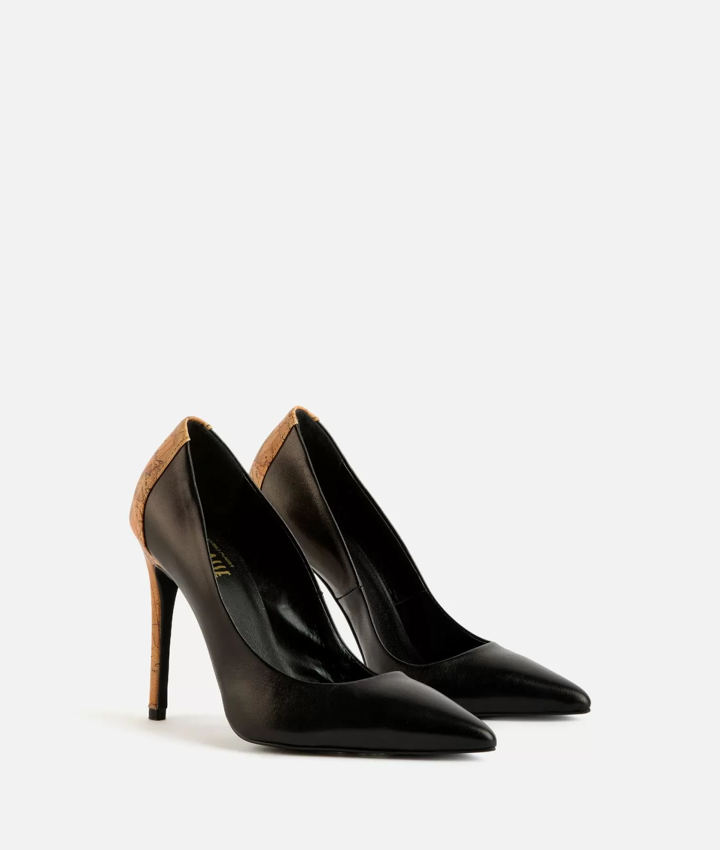 Alviero martini 1a classe Décolleté in nappa liscia con tacco stampa Geo Classic Nere Qualità