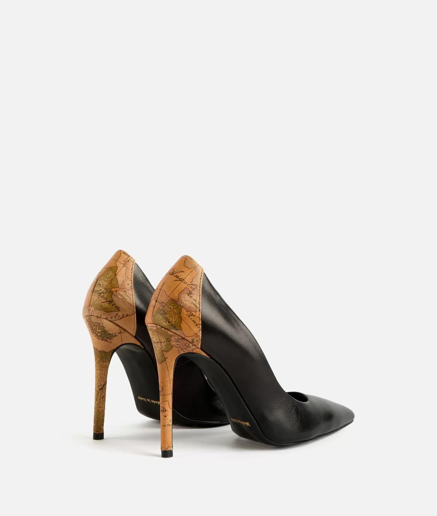 Alviero martini 1a classe Décolleté in nappa liscia con tacco stampa Geo Classic Nere Qualità