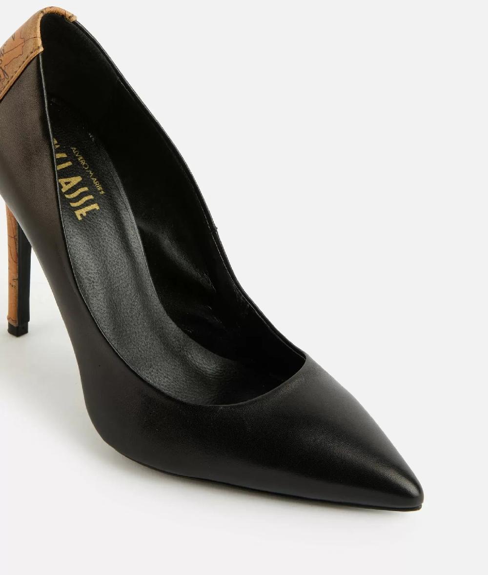 Alviero martini 1a classe Décolleté in nappa liscia con tacco stampa Geo Classic Nere Qualità