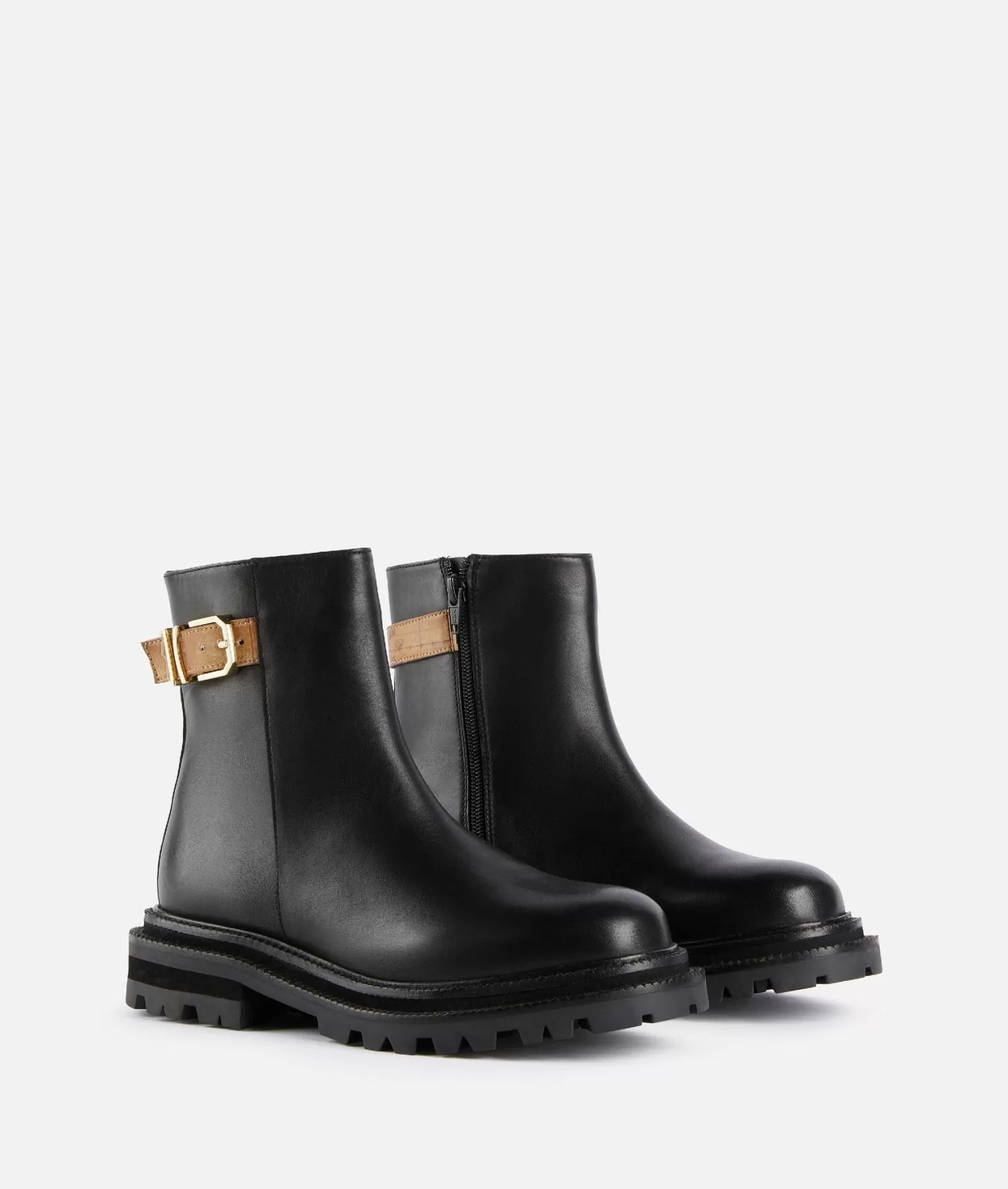 Alviero martini 1a classe Stivaletti beatles in pelle liscia con fibbia 1C Neri Consegna Veloce