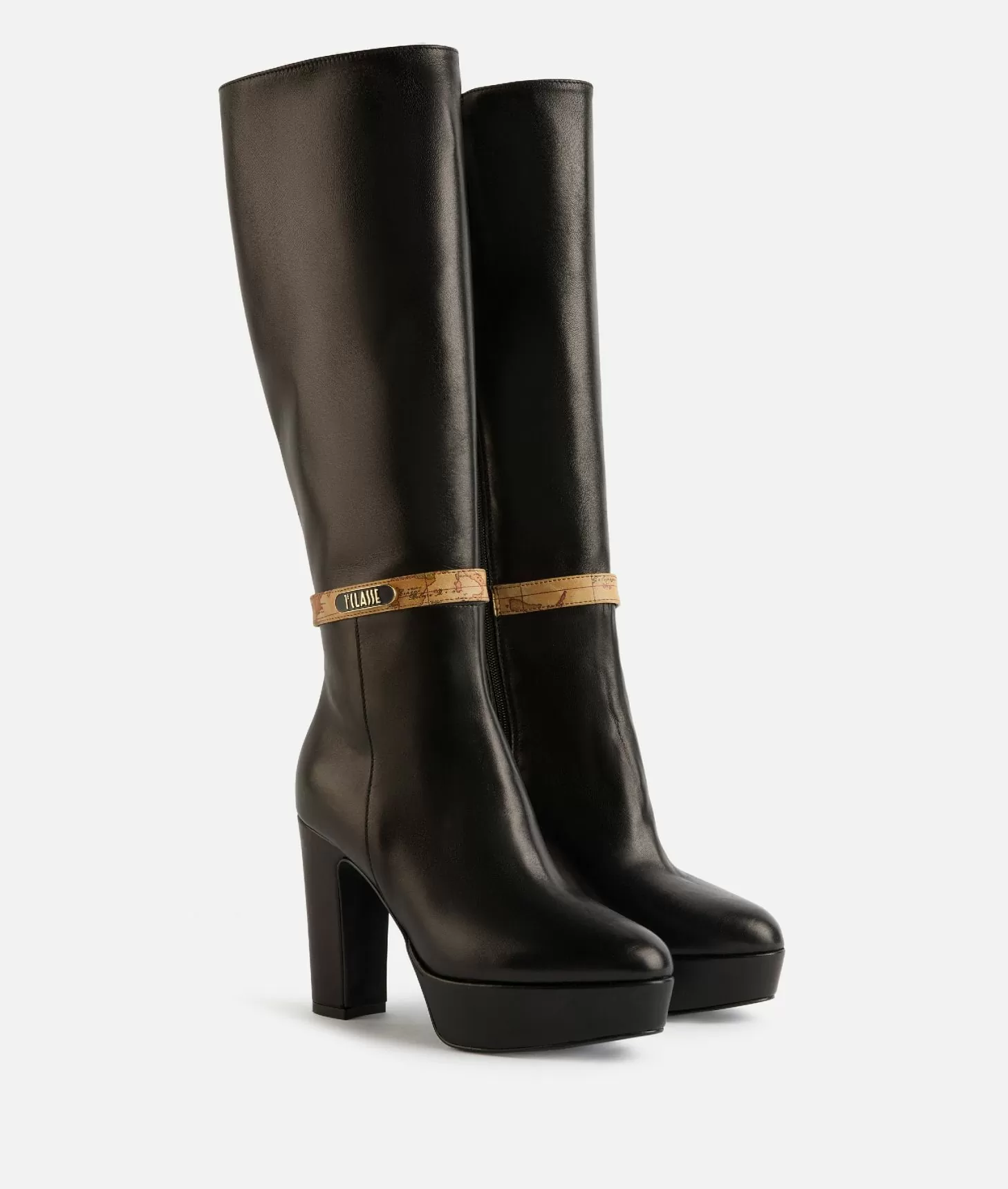 Alviero martini 1a classe Stivali in nappa liscia con tacco e placchetta 1ᴬ Classe Neri Shopping Online