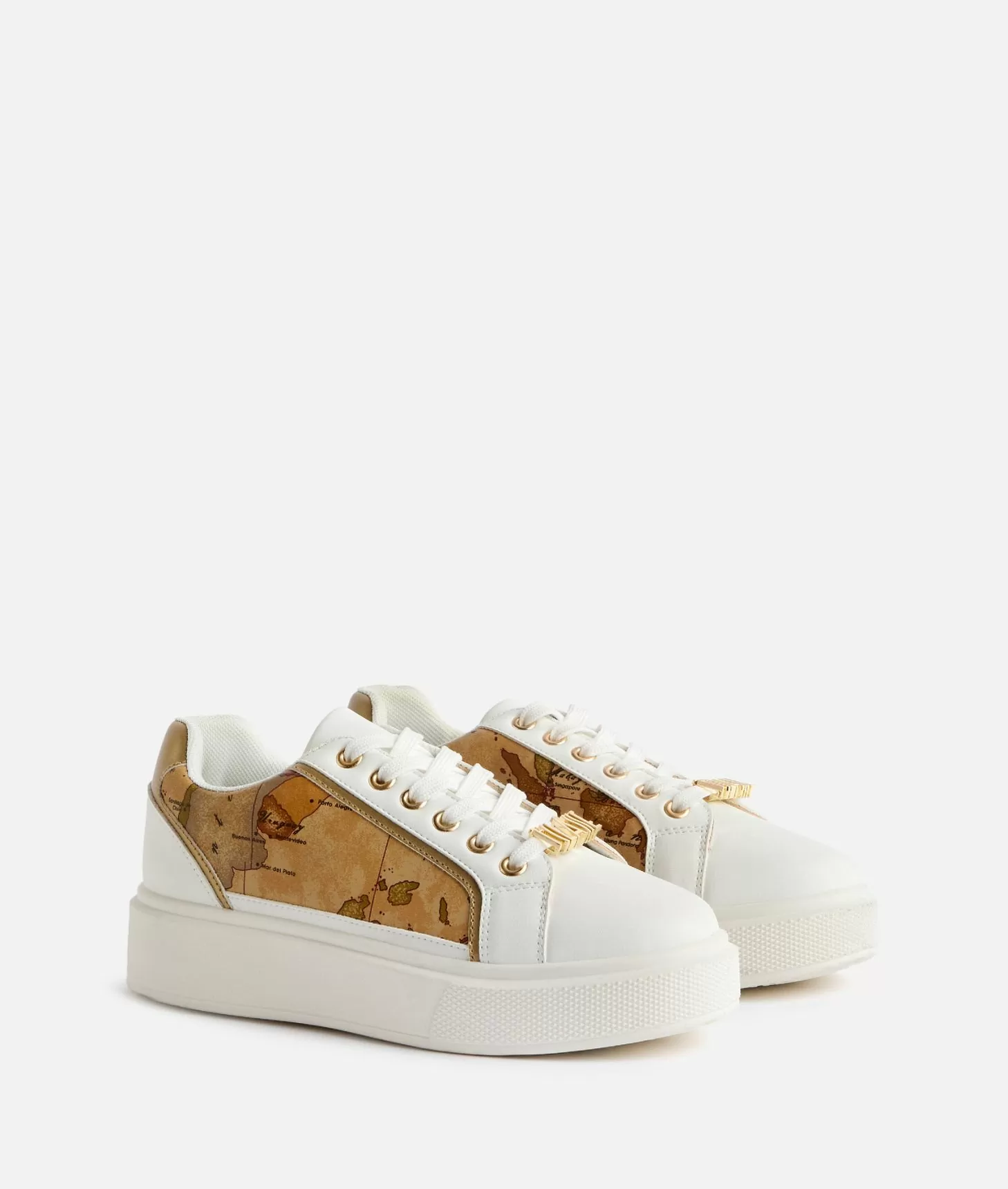 Alviero martini 1a classe Sneakers in eco nappa con passalaccio e inserti Geo Classic Bianche Online
