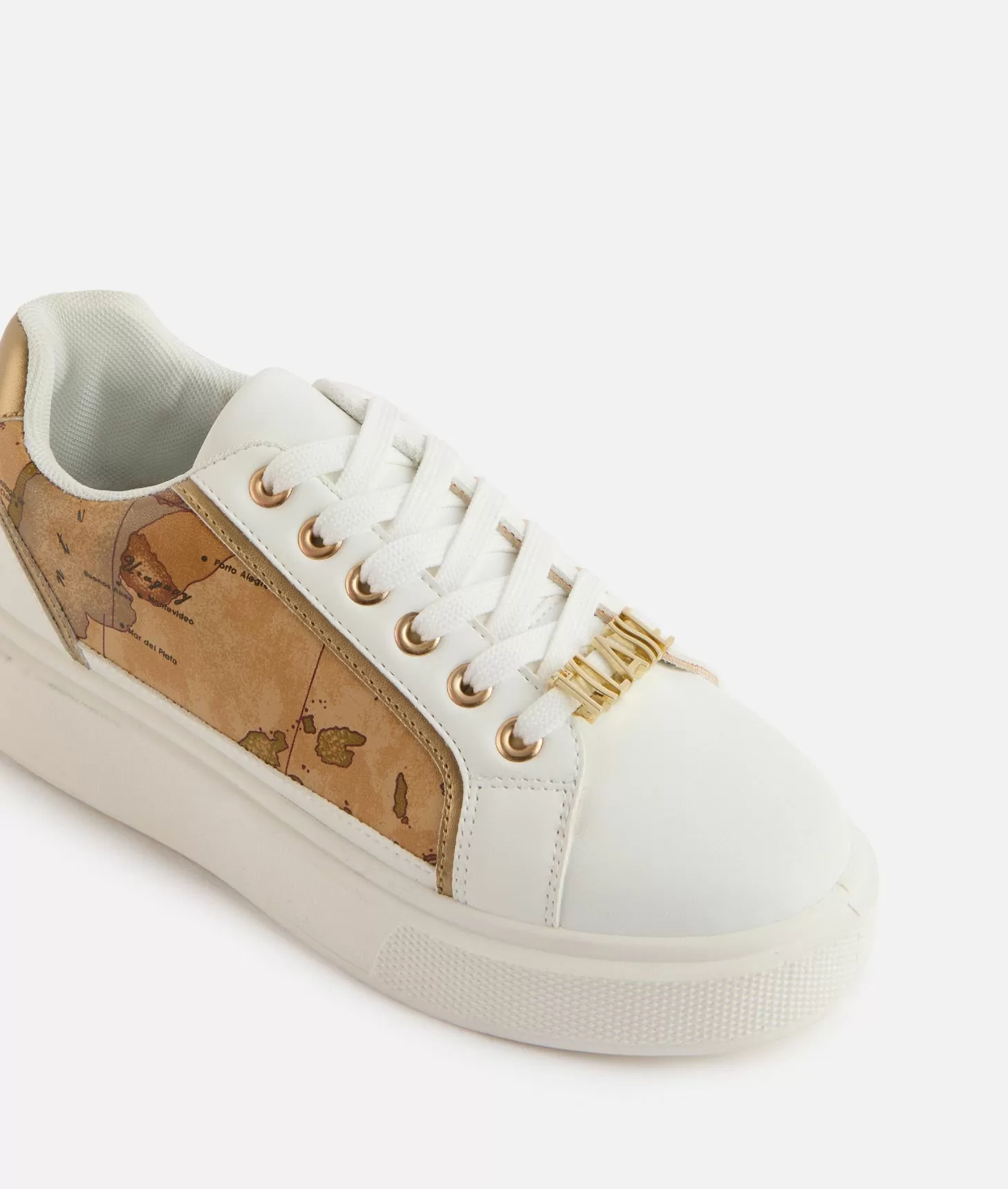 Alviero martini 1a classe Sneakers in eco nappa con passalaccio e inserti Geo Classic Bianche Online