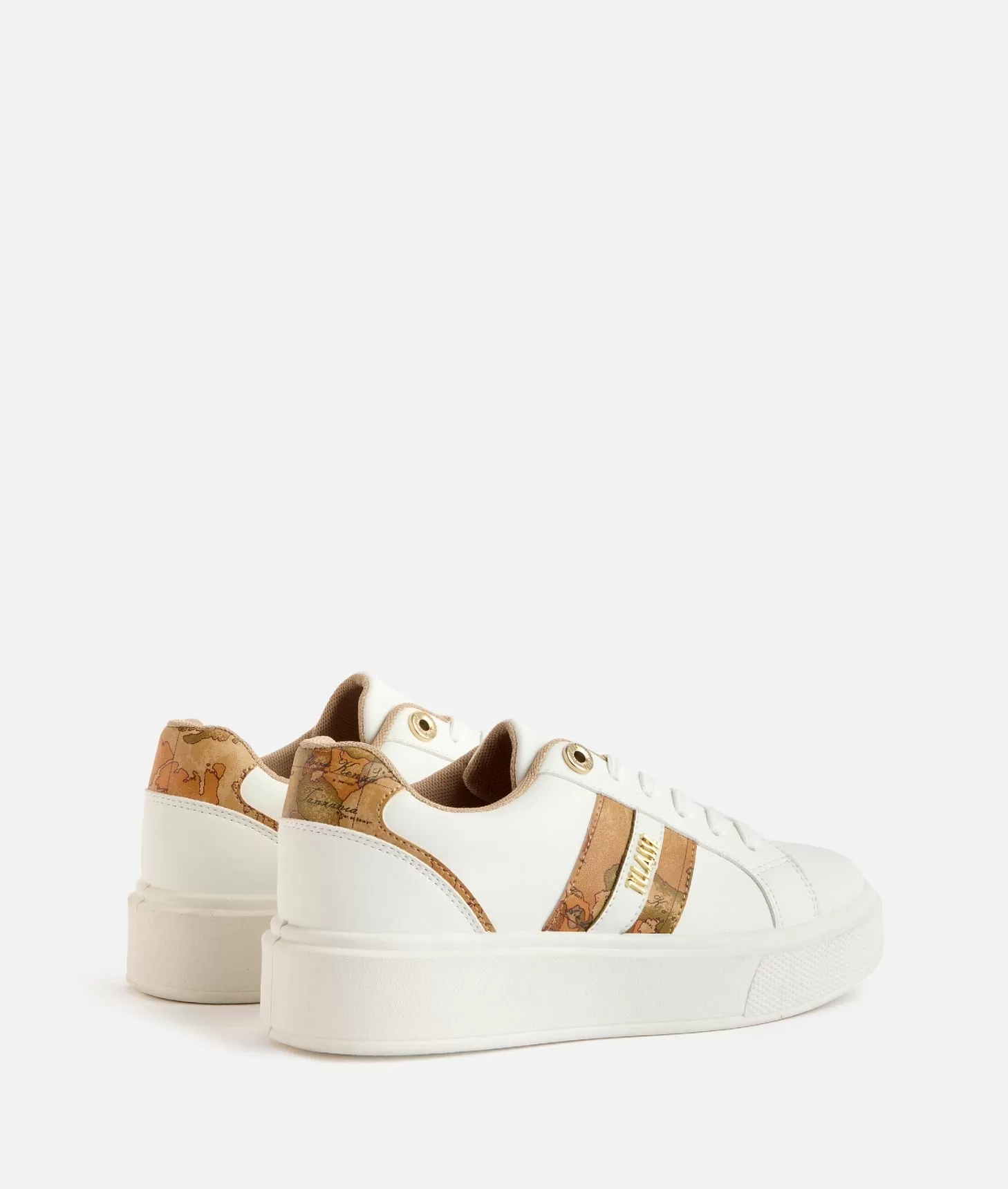 Alviero martini 1a classe Sneakers in eco nappa con logo e bande Geo Classic Bianche In Vendita