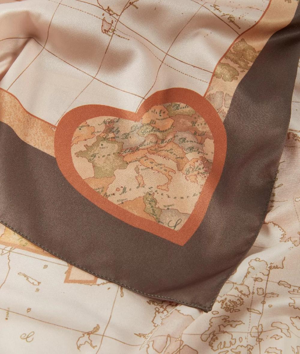 Alviero martini 1a classe Foulard Geo Cuori 90x90 Kaki Italy