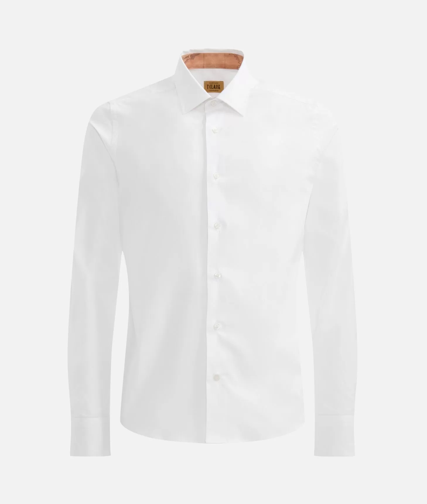 Alviero martini 1a classe Camicia super slim in cotone stretch con toppe Geo Classic Bianca Pezzi Unici