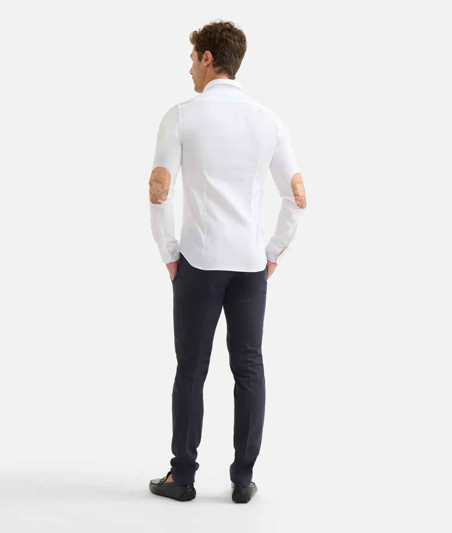 Alviero martini 1a classe Camicia super slim in cotone stretch con toppe Geo Classic Bianca Pezzi Unici