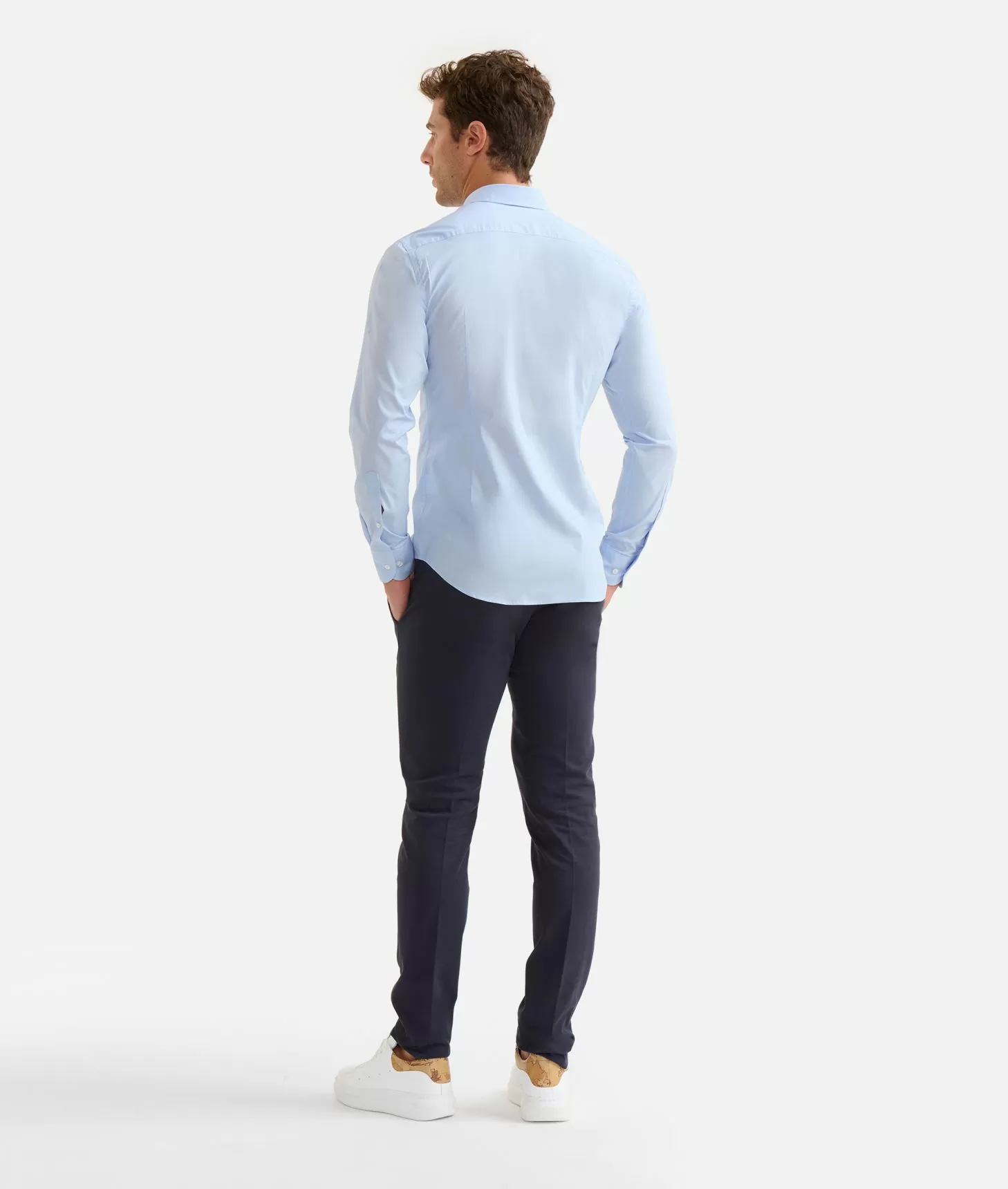 Alviero martini 1a classe Camicia slim in cotone stretch con dettaglio taschino Azzurra Acquista Ora