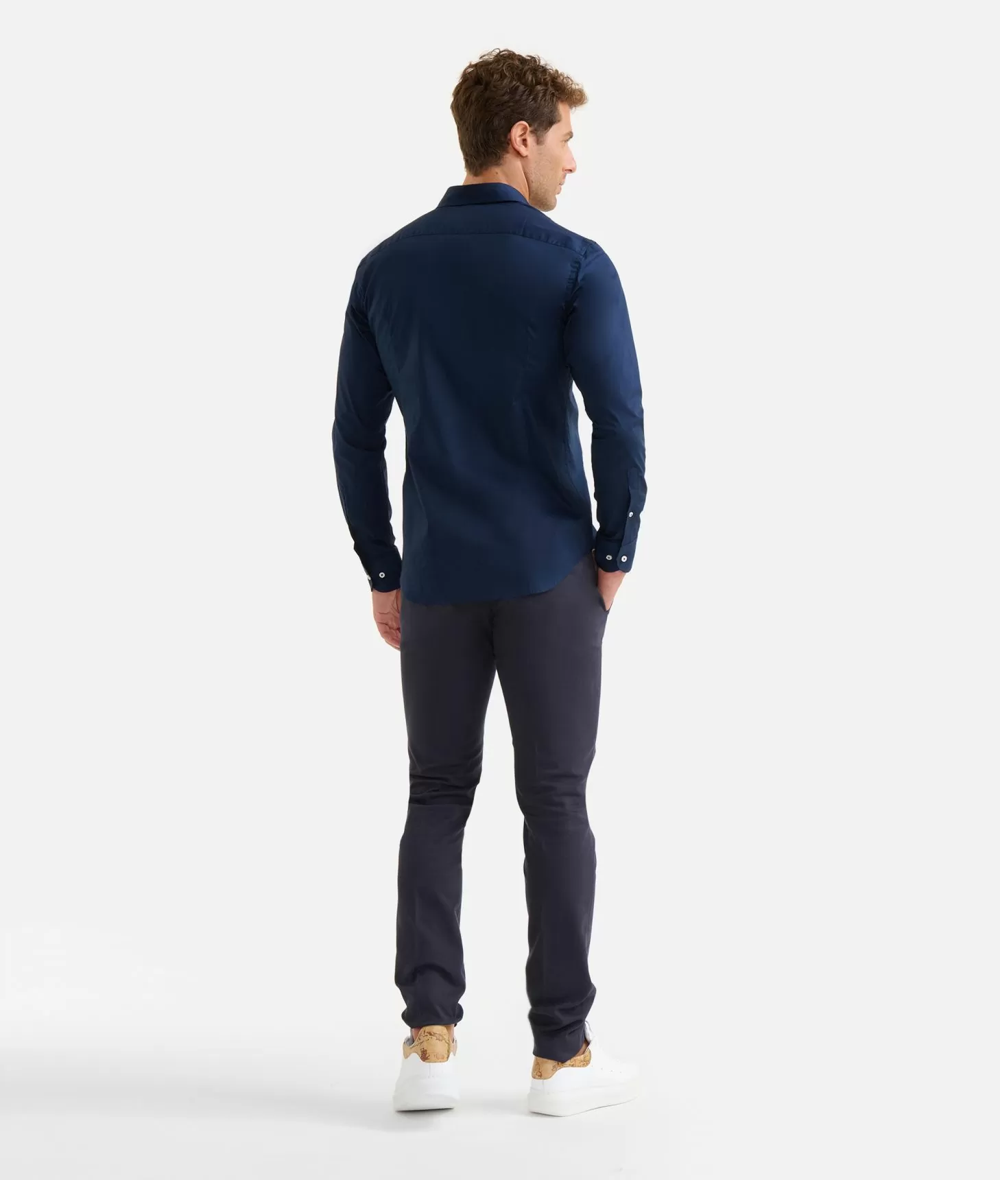 Alviero martini 1a classe Camicia slim in cotone stretch con dettaglio taschino Blu Navy Consegna Veloce