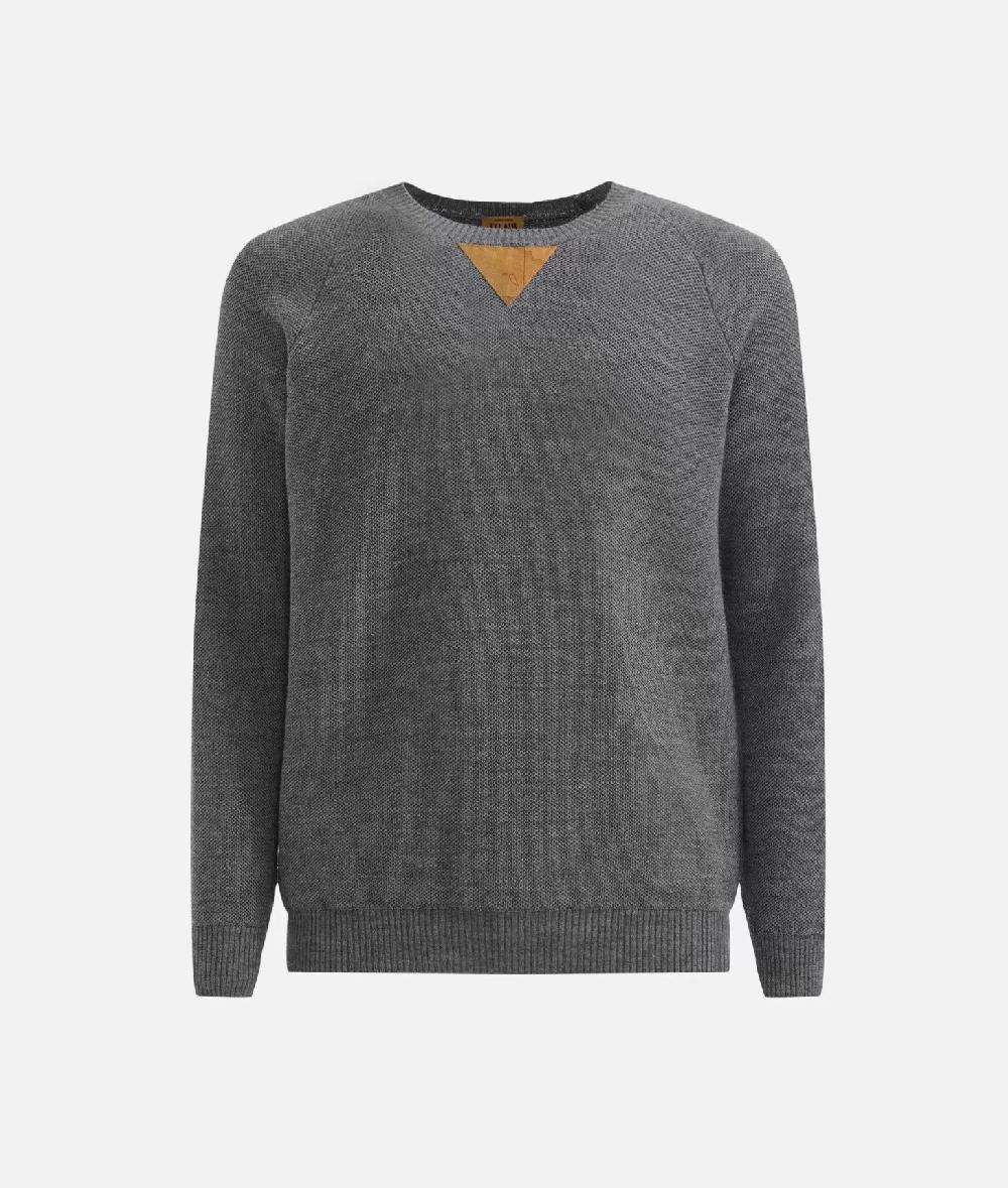 Alviero martini 1a classe Girocollo in filato misto lana con toppe Geo Classic Grigio Fino Al -60%