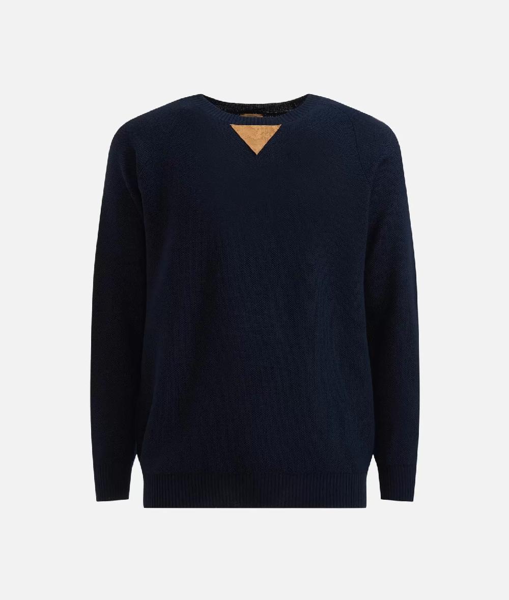 Alviero martini 1a classe Girocollo in filato misto lana con toppe Geo Classic Blu Notte Shopping Online