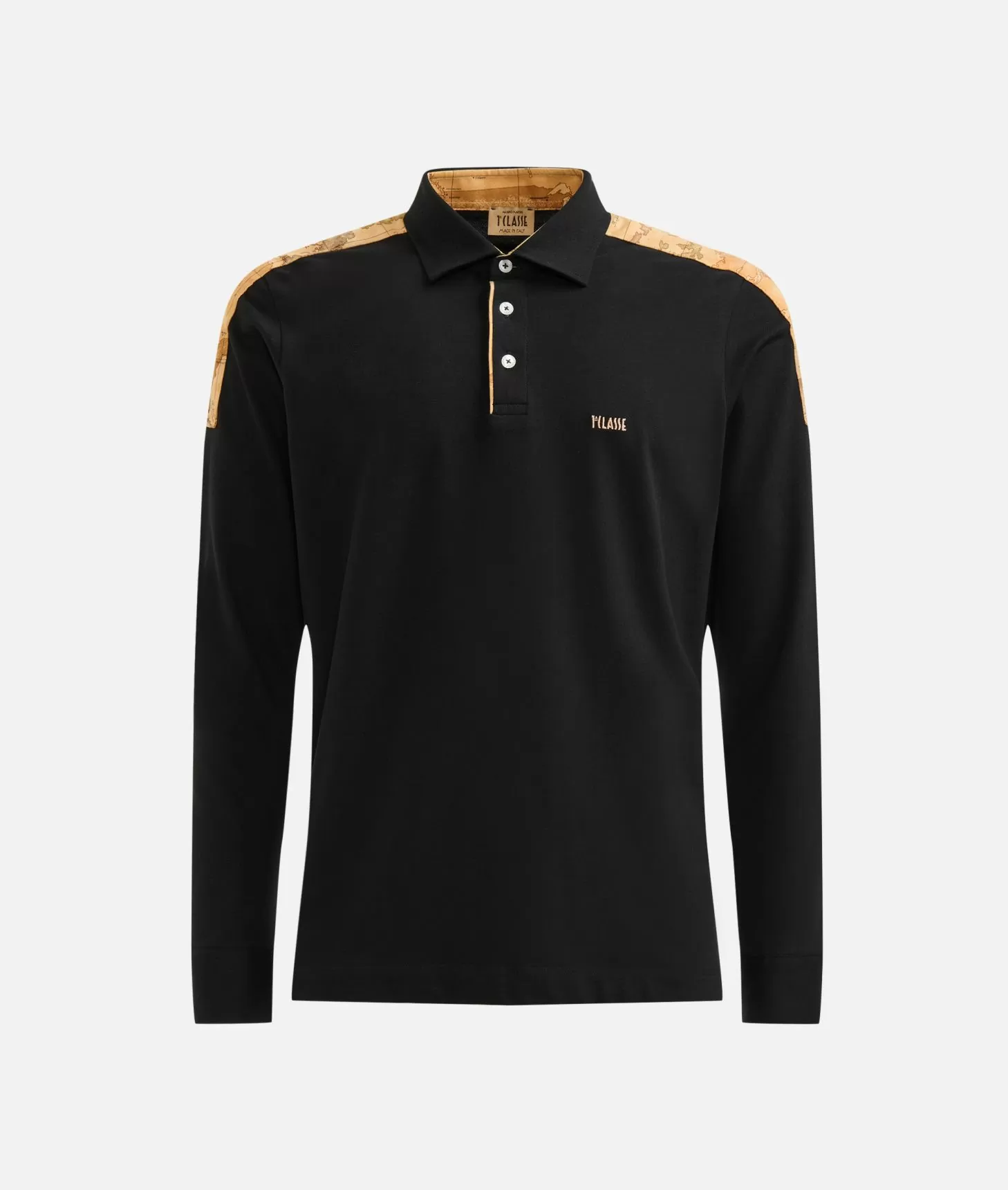Alviero martini 1a classe Polo a maniche lunghe in cotone stretch Nera Presa