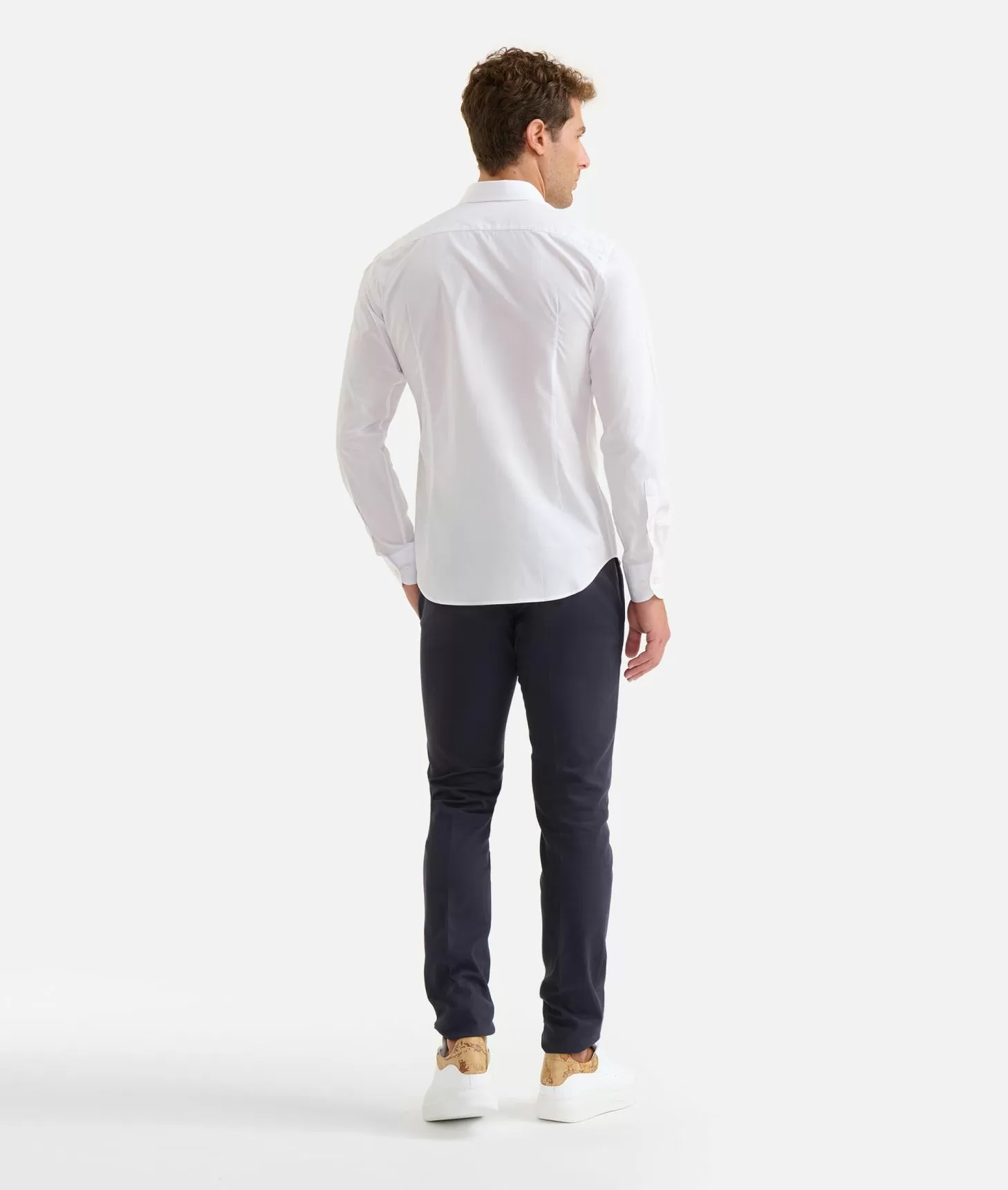 Alviero martini 1a classe Camicia slim in cotone con dettaglio tasca Bianca Offerte