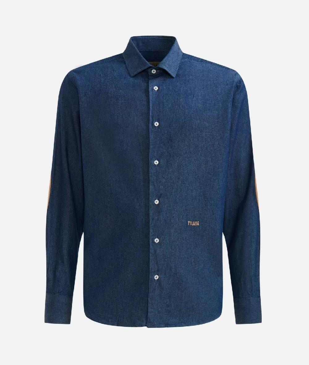 Alviero martini 1a classe Camicia slim in denim leggero con toppe Geo Classic Blu Jeans Scuro Hotsell