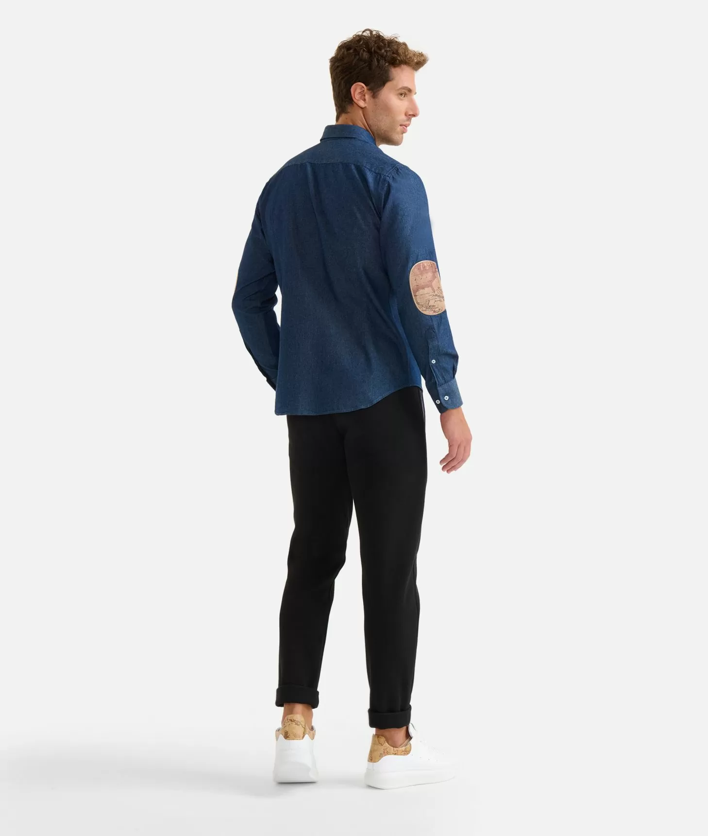 Alviero martini 1a classe Camicia slim in denim leggero con toppe Geo Classic Blu Jeans Scuro Hotsell
