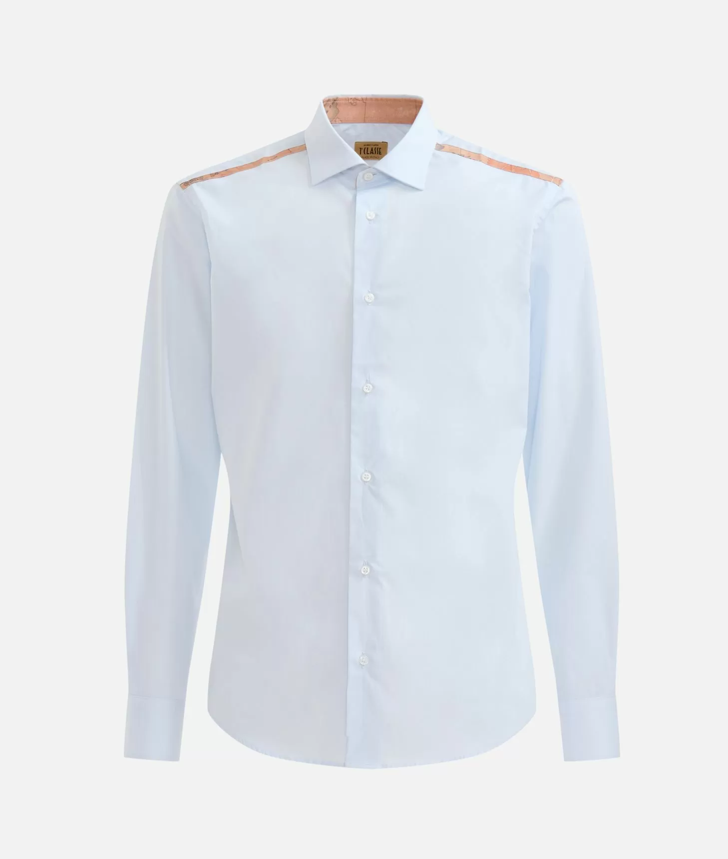 Alviero martini 1a classe Camicia slim in cotone con dettaglio spalle Azzurro Polvere Vendita Economica
