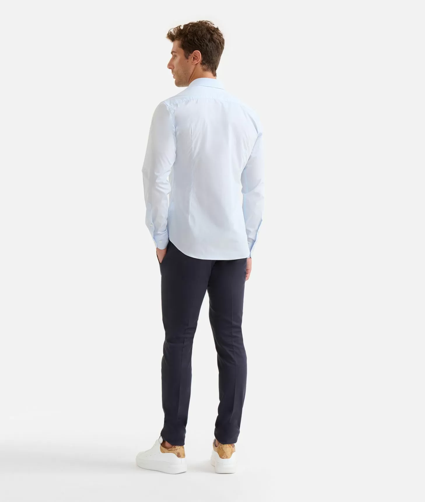 Alviero martini 1a classe Camicia slim in cotone con dettaglio spalle Azzurro Polvere Vendita Economica