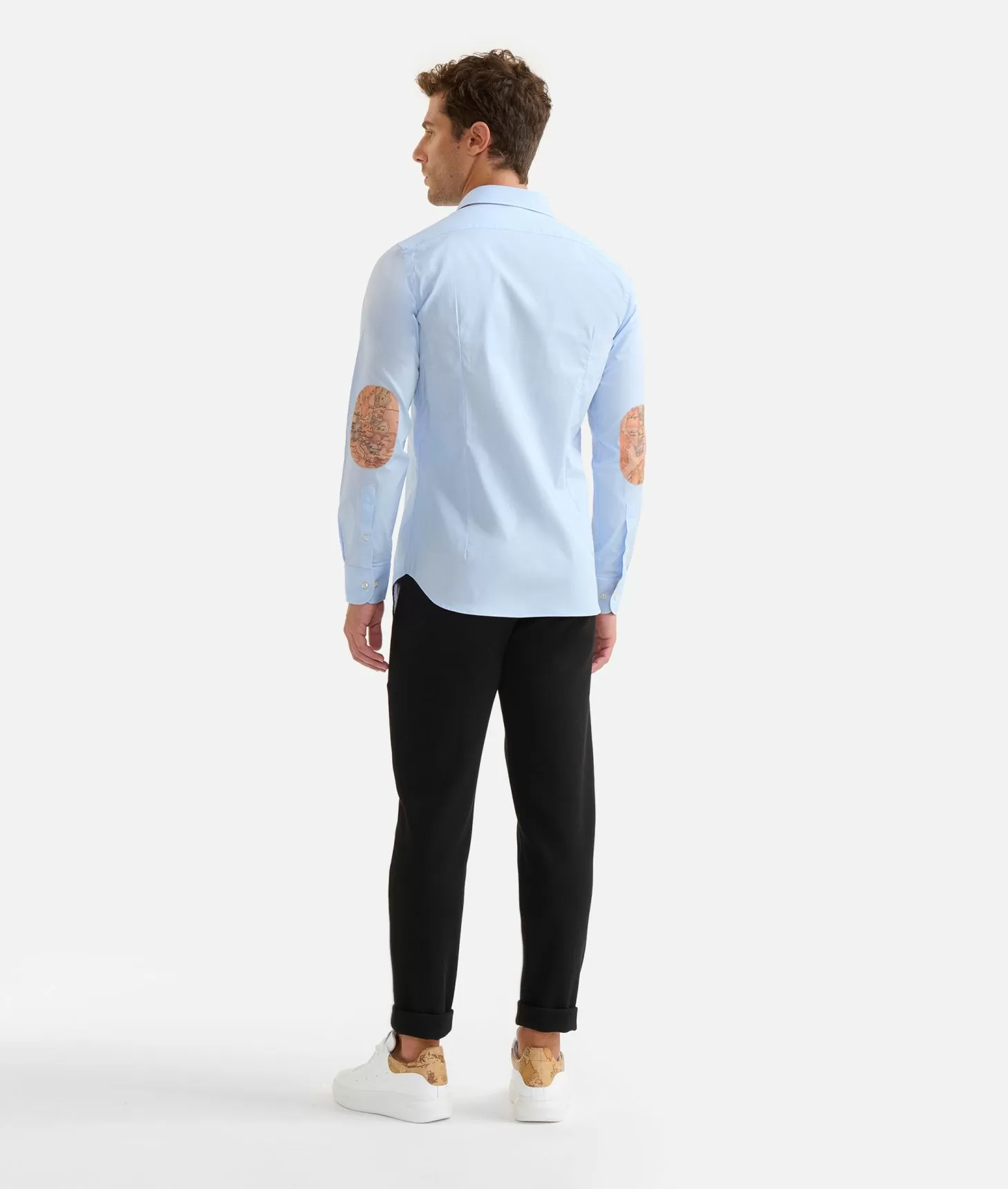 Alviero martini 1a classe Camicia slim in cotone stretch con toppe Geo Classic Azzurra I Più Venduti