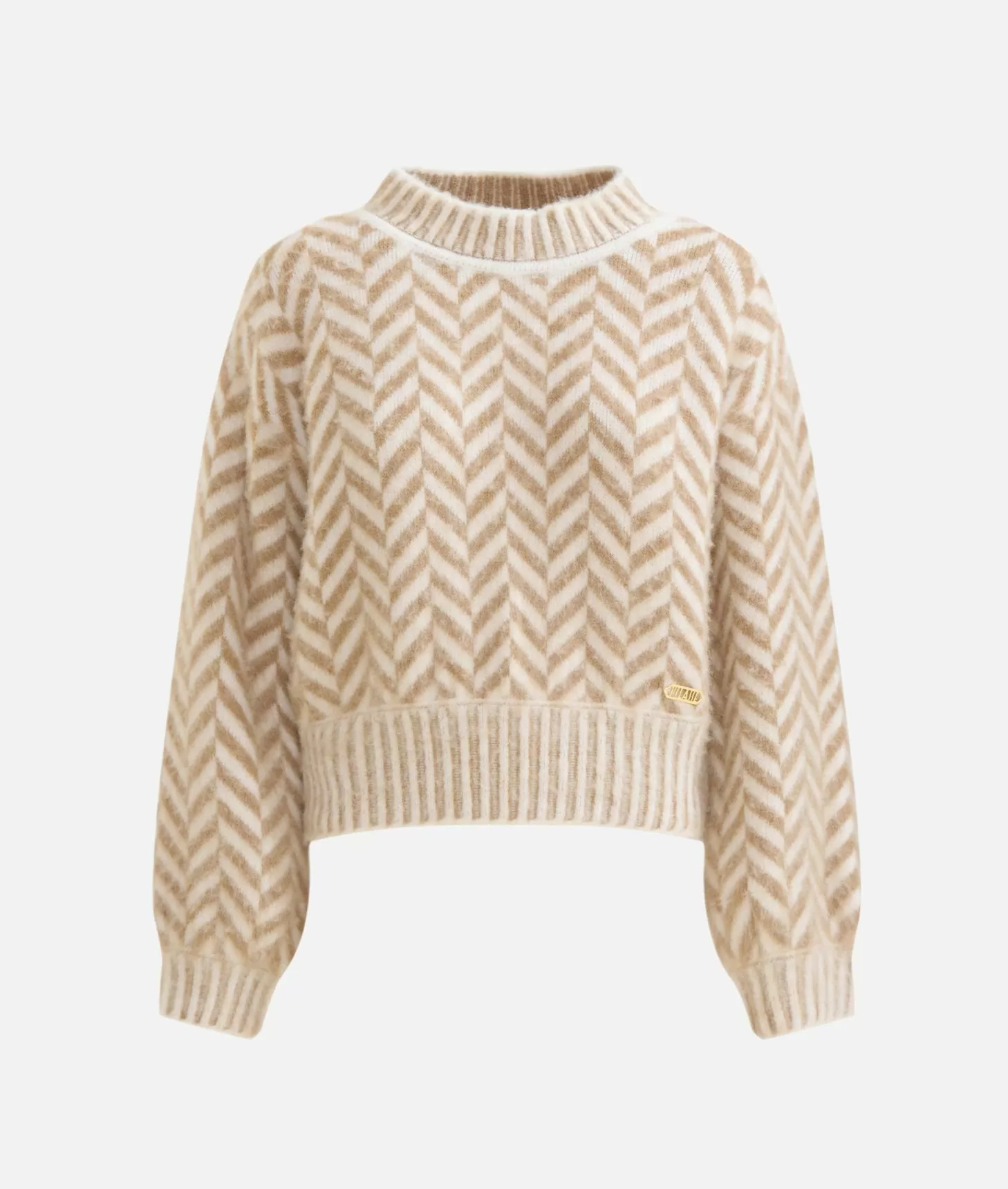Alviero martini 1a classe Maglia in filato di lana e viscosa con motivo spinato Cammello Fino Al -60%