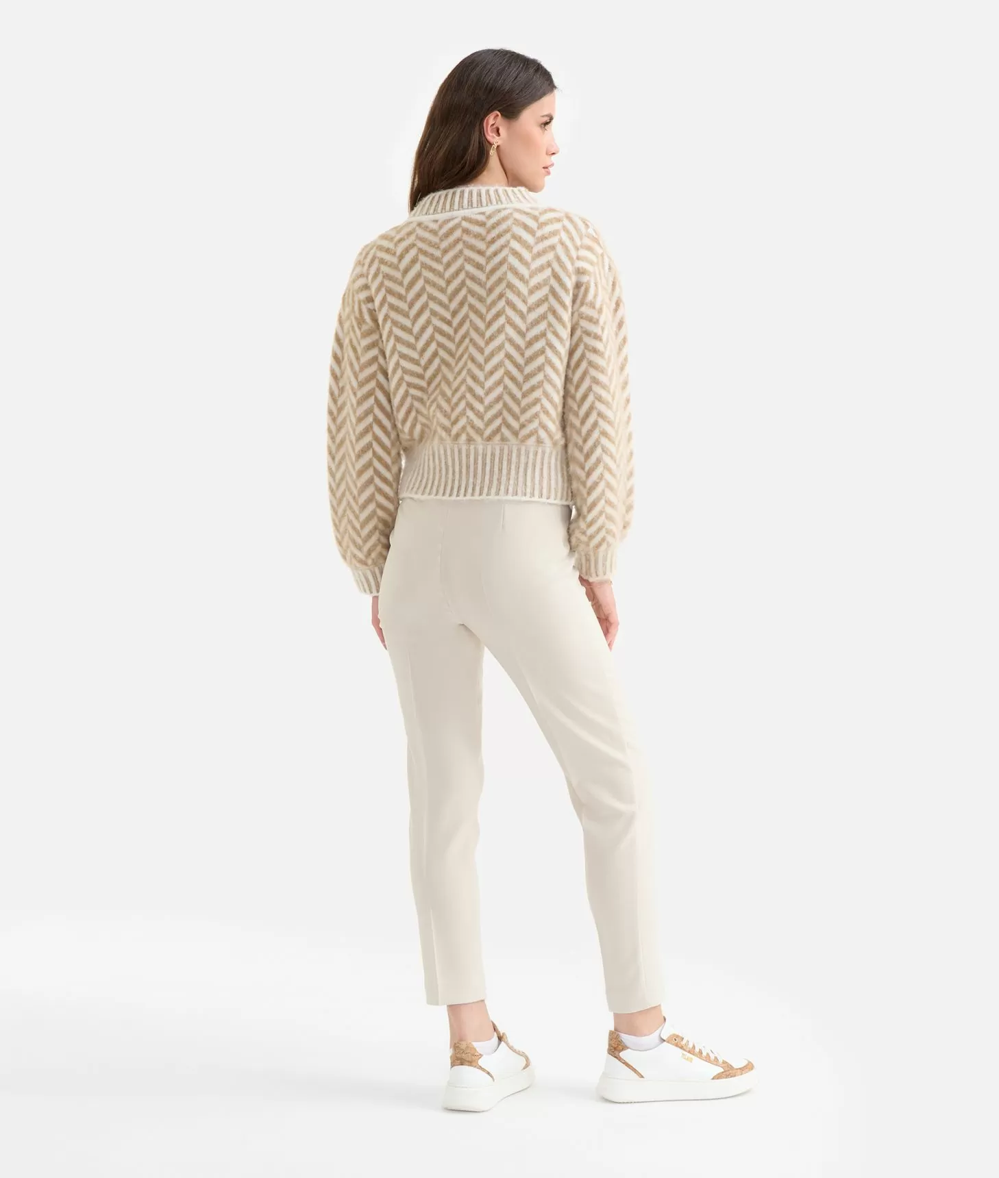 Alviero martini 1a classe Maglia in filato di lana e viscosa con motivo spinato Cammello Fino Al -60%