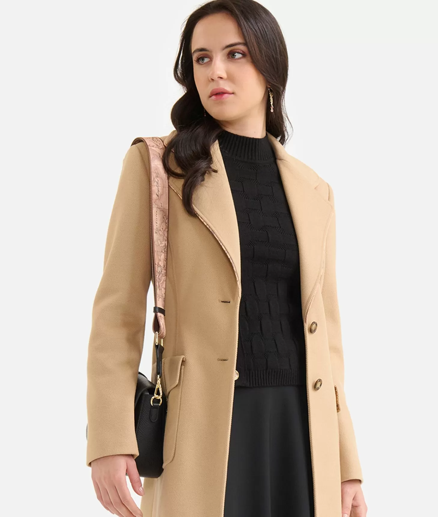 Alviero martini 1a classe Cappotto con dettaglio gioiello in velour Cammello Affare Del Giorno