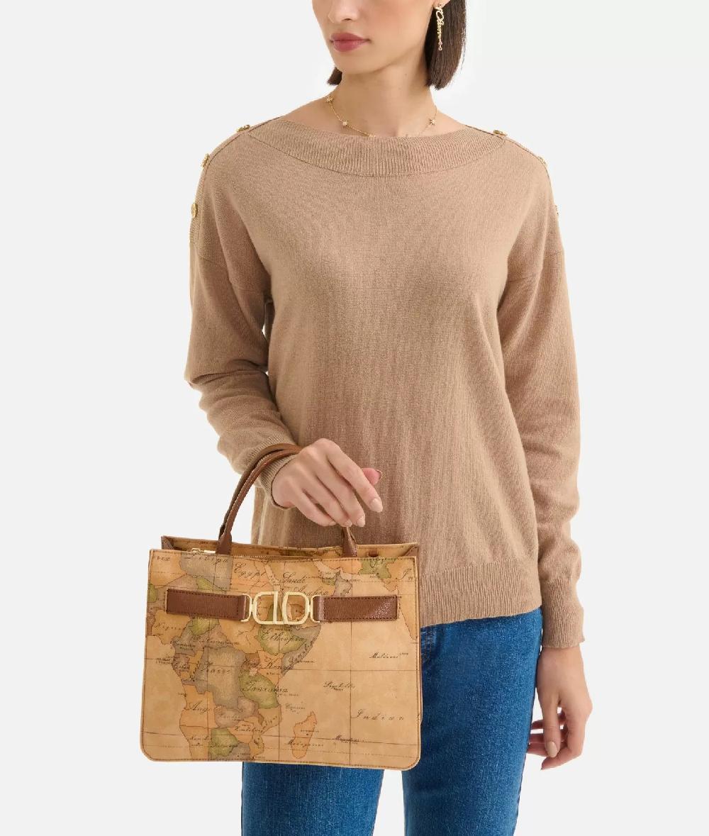 Alviero martini 1a classe 3D Geo borsa a mano con tracolla Castagna Prezzo Ridotto