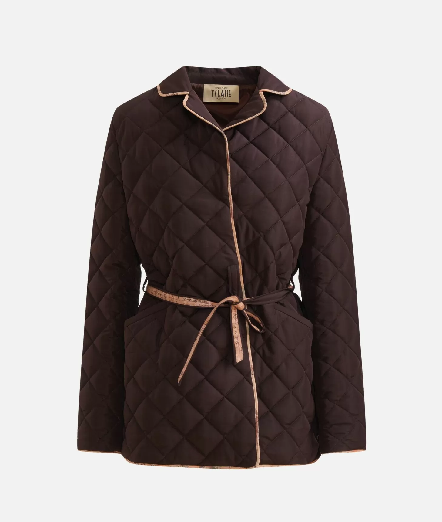 Alviero martini 1a classe Giacca imbottita con cintura in nylon Cioccolato Saldi