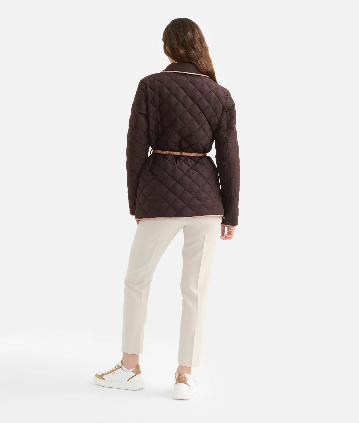 Alviero martini 1a classe Giacca imbottita con cintura in nylon Cioccolato Saldi