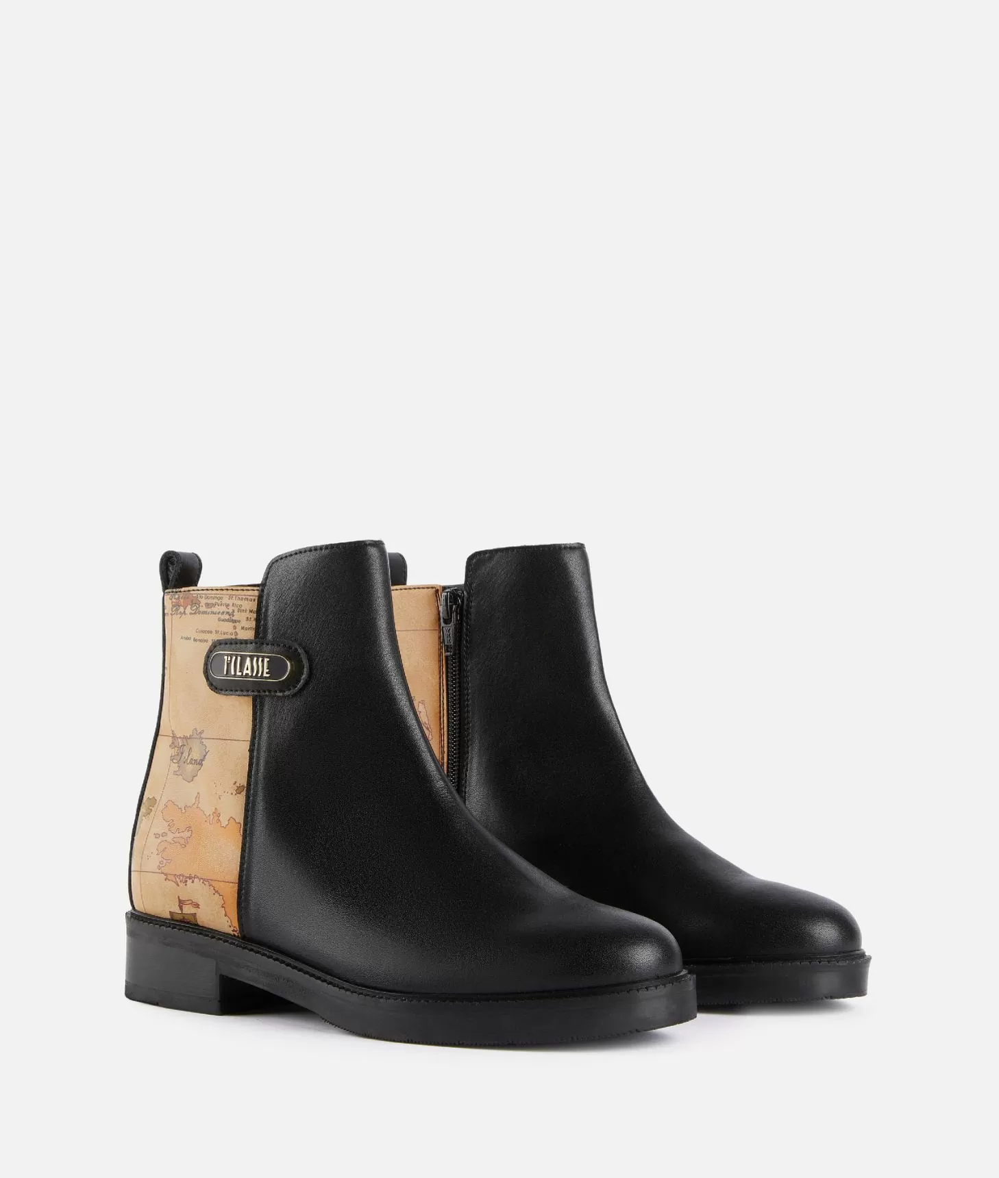 Alviero martini 1a classe Stivaletti beatles in pelle liscia con inserto Geo Classic Neri In Saldo