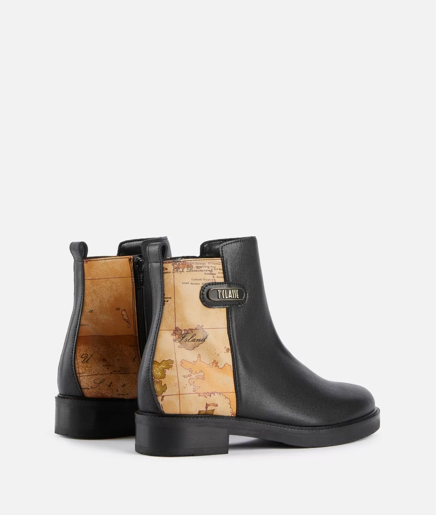 Alviero martini 1a classe Stivaletti beatles in pelle liscia con inserto Geo Classic Neri In Saldo
