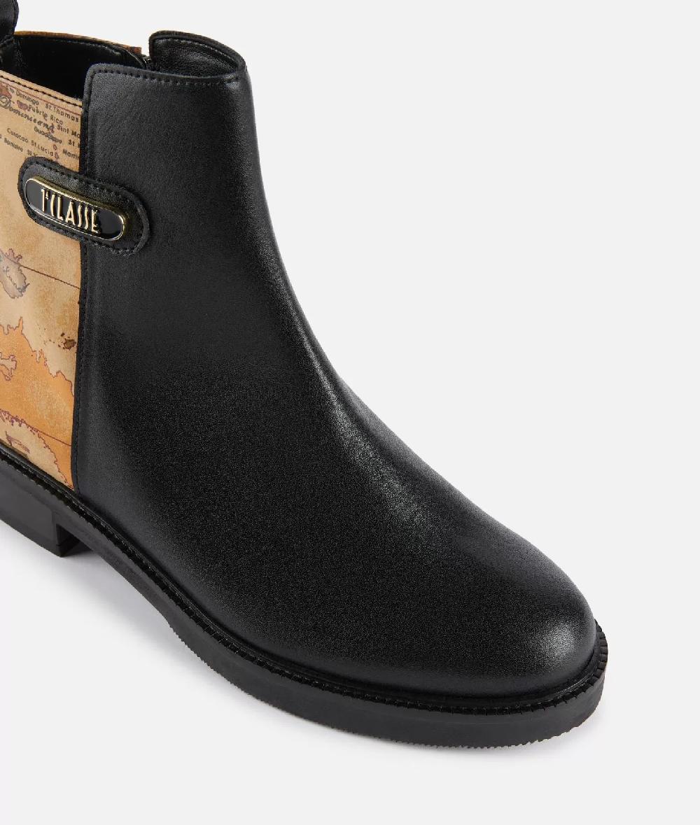 Alviero martini 1a classe Stivaletti beatles in pelle liscia con inserto Geo Classic Neri In Saldo