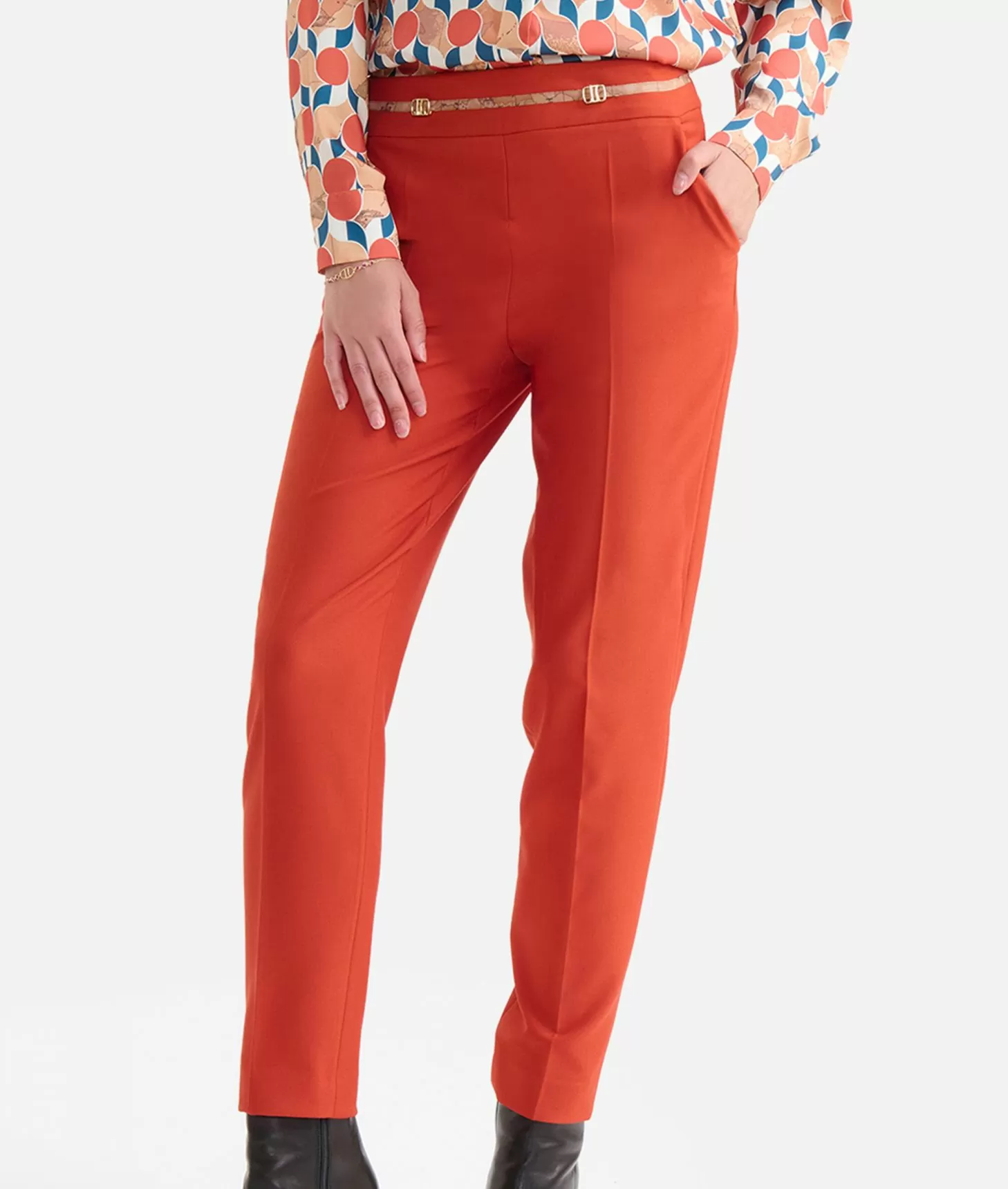 Alviero martini 1a classe Pantaloni in cavallery con fibbiette 1C Mattone Moda