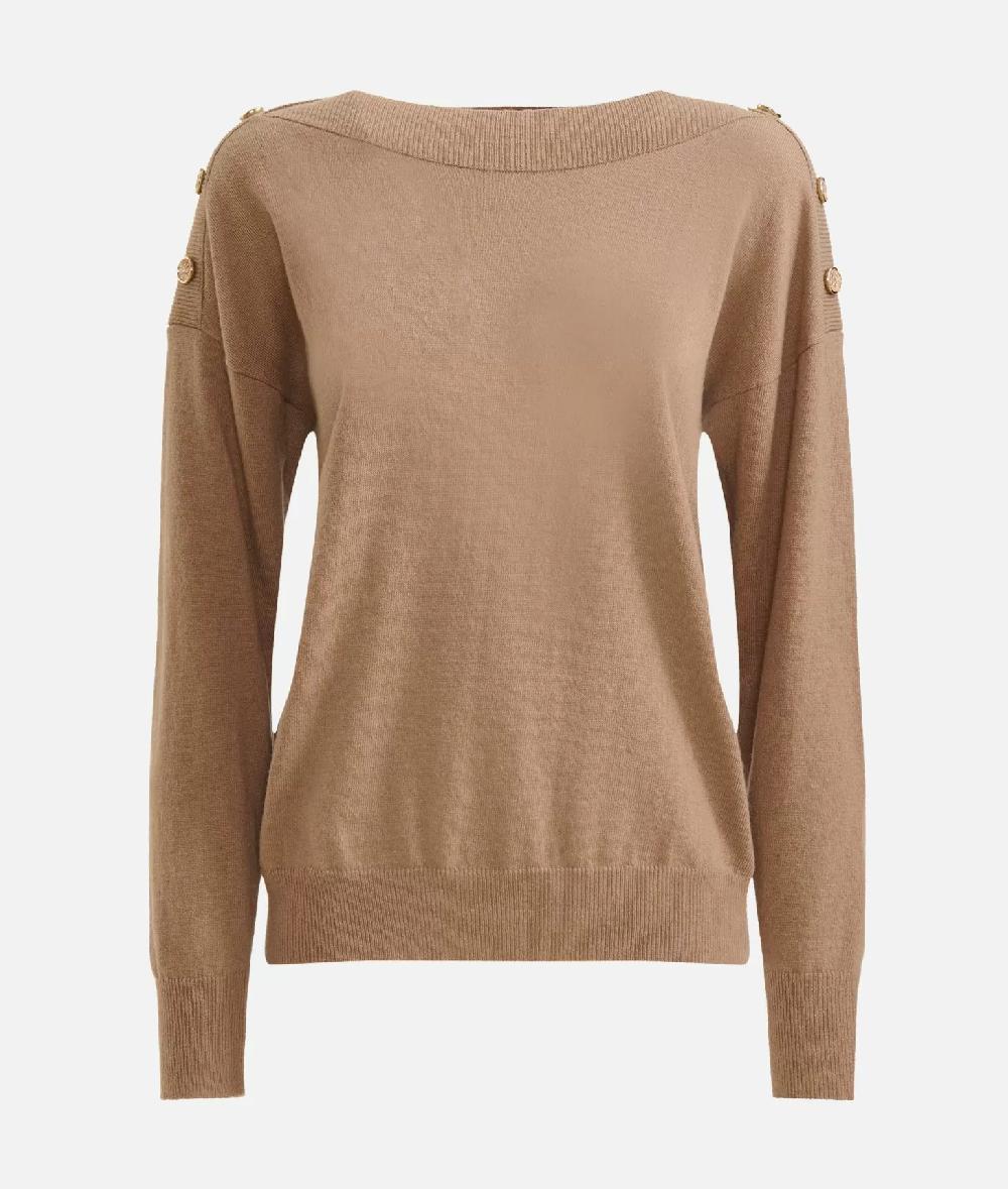 Alviero martini 1a classe Maglia in filato misto cashmere con bottoni Geo Classic Cammello Esporta salva