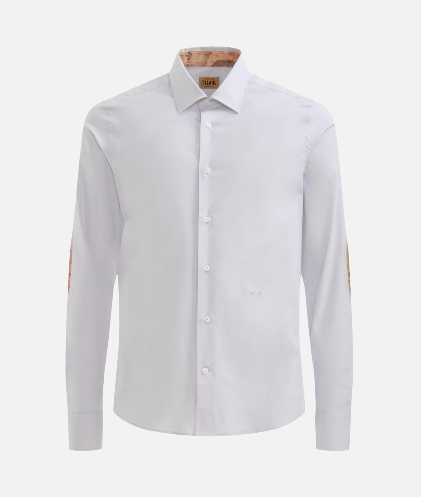 Alviero martini 1a classe Camicia super slim in cotone stretch con toppe Geo Classic Grigio Chiaro Spedizione Gratuita